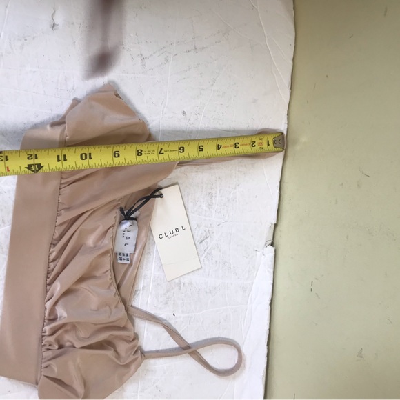 Clubl London NEW Bralette Nude Tank Bra Ruched Straps Stretch Wide Band Tan Tags - Picture 10 of 10